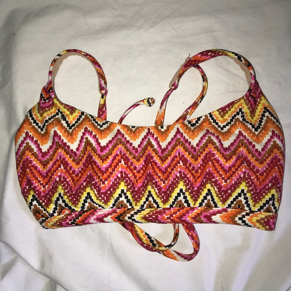 colorful lace up bathing suit top